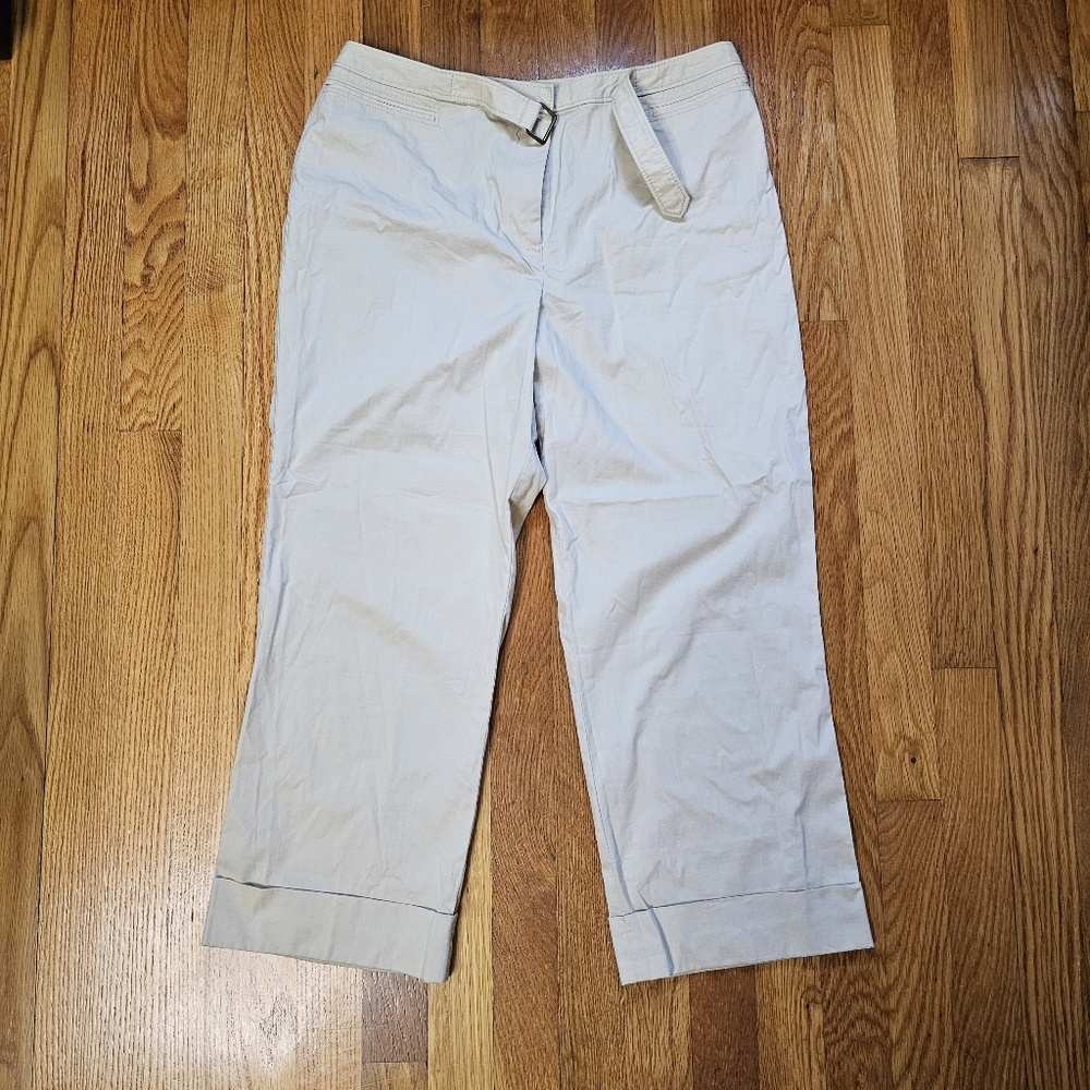 LOFT Light Tan Cropped Pants with Belt